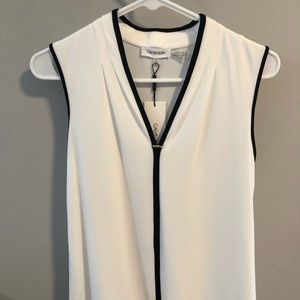 NWT Calvin Klein Suiting White Tank with Gold Embellishment